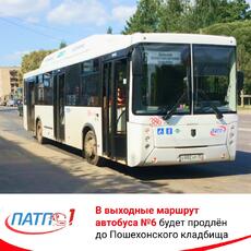 В выходные маршрут автобуса №6 будет продлён до Пошехонского кладбища